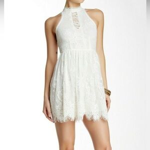 EUC Free People Verushka Mini Dress Lace High-neck Racerback Size 4
